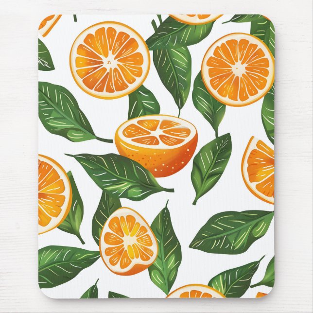 Botanical Fruit Orange Citrus Seamless Mouse Pad (Front)