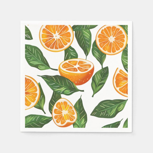 Botanical Fruit Orange Citrus Seamless Napkin (Front)