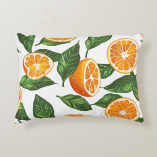 Botanical Fruit Orange Citrus Seamless Pattern Decorative Cushion