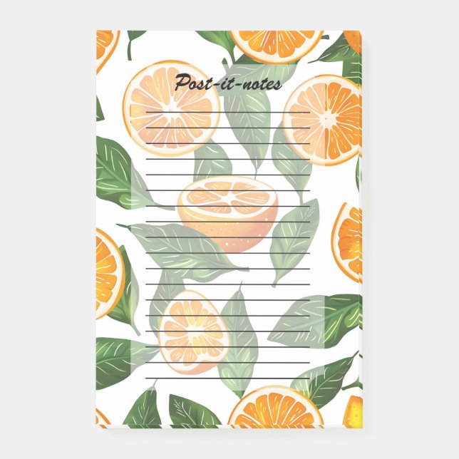 Botanical Fruit Orange Citrus Seamless Post-it Notes (Front)