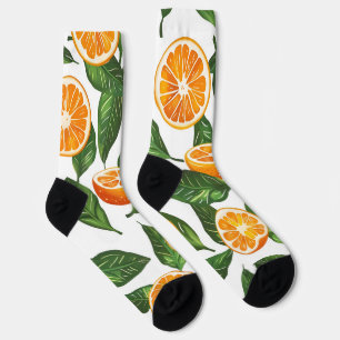 Botanical Fruit Orange Citrus Seamless Socks