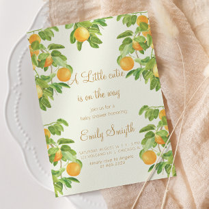 Botanical Fruit Orange Little Cutie Baby Shower Invitation