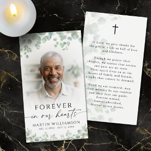 Botanical Funeral Memorial Photo Cross Prayer Card