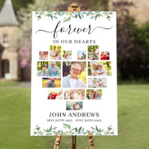 Botanical Funeral Poster with Heart Collage