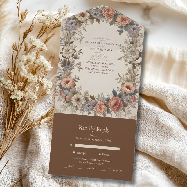 Botanical Garden Art Nouveau Wedding All In One Invitation (Creator Uploaded)