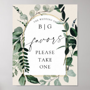 Botanical Garden beige wedding favours table sign. Poster