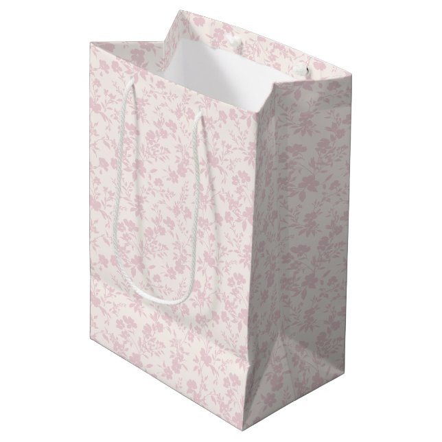 Botanical Garden Blush Pink - Neutral  Medium Gift Bag (Front Angled)