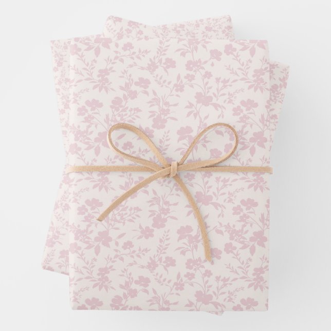 Botanical Garden Blush Pink - Neutral  Wrapping Paper Sheet (In situ)