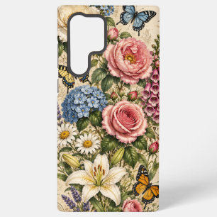 Botanical Garden Butterfly Floral Design Samsung Galaxy Case