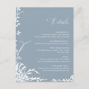 Botanical Garden Dusty Blue Wedding Details Enclosure Card