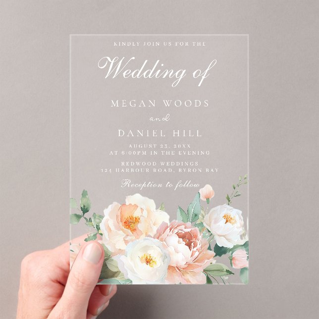 Botanical Garden Elegant Floral Wedding Acrylic Invitations (Insitu (Handheld))