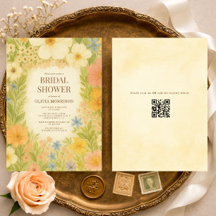 Botanical Garden Floral QR Code Bridal Shower Invitation