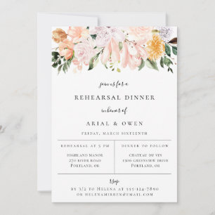 Botanical Garden Floral Rehearsal Dinner Announcement