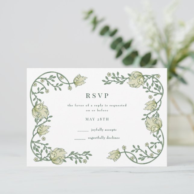 Botanical Garden Floral Wedding RSVP Card (Standing Front)