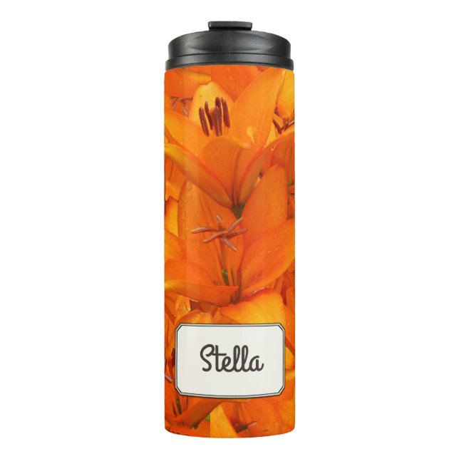 Botanical Garden Flower Orange Lilies any Name Thermal Tumbler (Front)