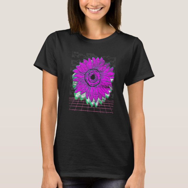 Botanical Garden Flower Retro 90s Vaporwave Sunflo T-Shirt (Front)