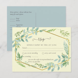 Botanical Garden Leaves Greenery Wedding RSVP Postcard