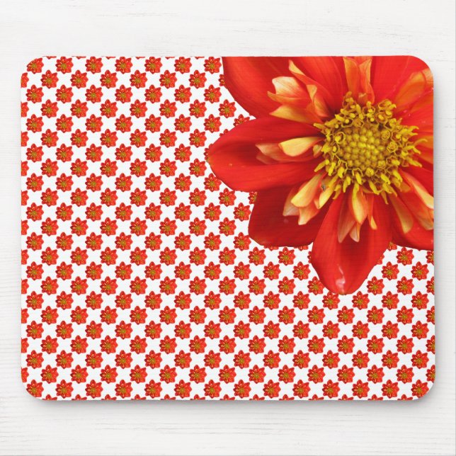 Botanical Garden Orange Dahlia Flower Mouse Pad (Front)