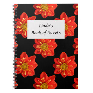 Botanical Garden Orange Dahlia Flower Text Label Notebook