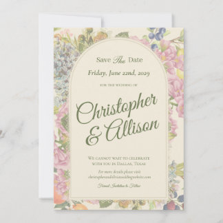 Botanical Garden Party Fruits & Florals Wedding Save The Date