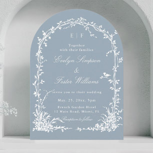 Botanical Garden Romantic Wedding Dusty Blue Arch Invitation
