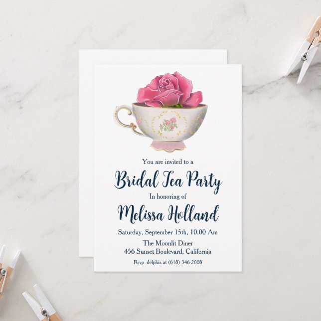 botanical garden tea party bridal shower invitation (Front/Back In Situ)