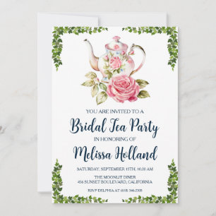 botanical garden tea party bridal shower invitation