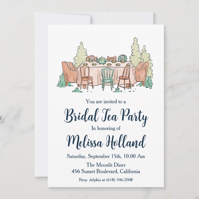 botanical garden tea party bridal shower invitation (Front)