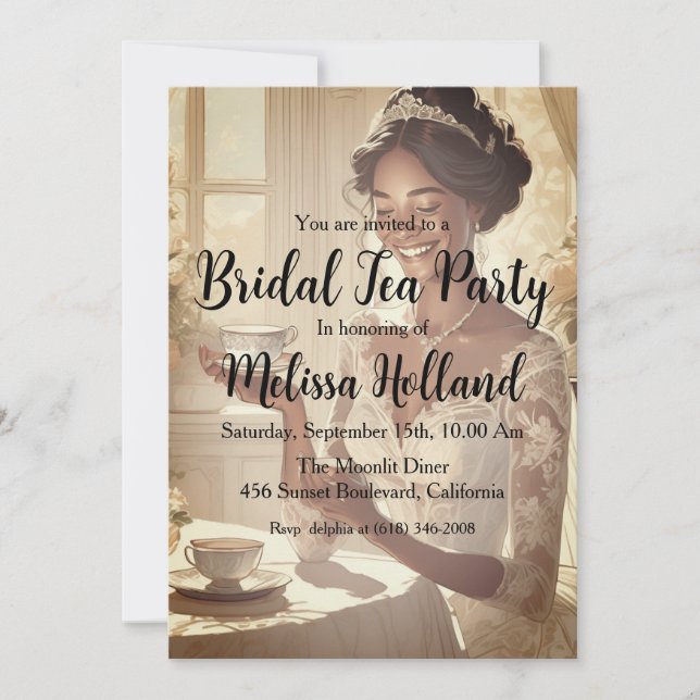 botanical garden tea party bridal shower invitation (Front)
