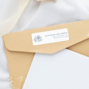 Botanical Garden Wedding Steel Blue Floral Return Address Label