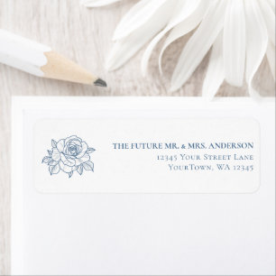 Botanical Garden Wedding Steel Blue Floral Return Address Label