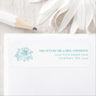 Botanical Garden Wedding Turquoise Floral Return Address Label