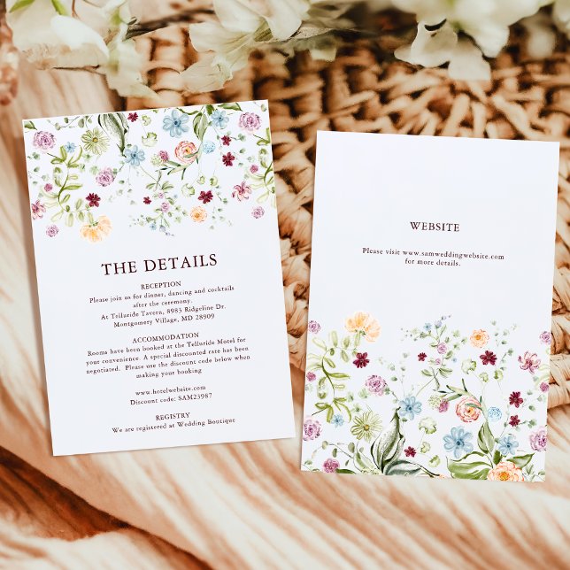 Botanical Garden Wildflower Wedding Details Enclosure Card (Creator Uploaded)