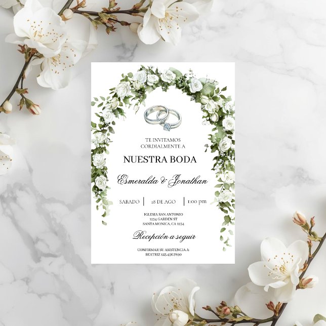 Botanical garden with ring Wedding Invitation (Creator Uploaded)