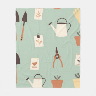 Botanical Gardening Accessories Pattern Fleece Blanket