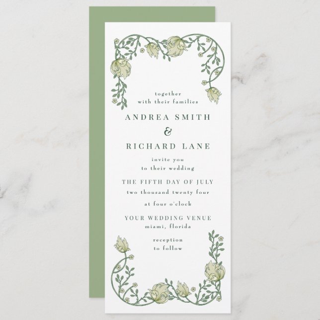 Botanical Gardens Floral Wedding Invitation (Front/Back)