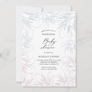 botanical gender reveal baby shower invitation