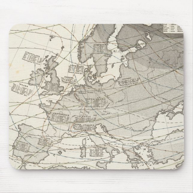 Botanical geographical statistical map of Europe Mouse Pad (Front)