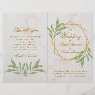 Botanical Geometric Greenery Gold Wedding Program