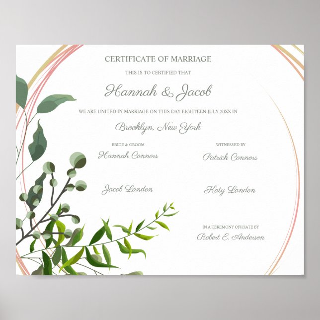 Botanical Geometric with Leaves Wedding Design Poster (Front)
