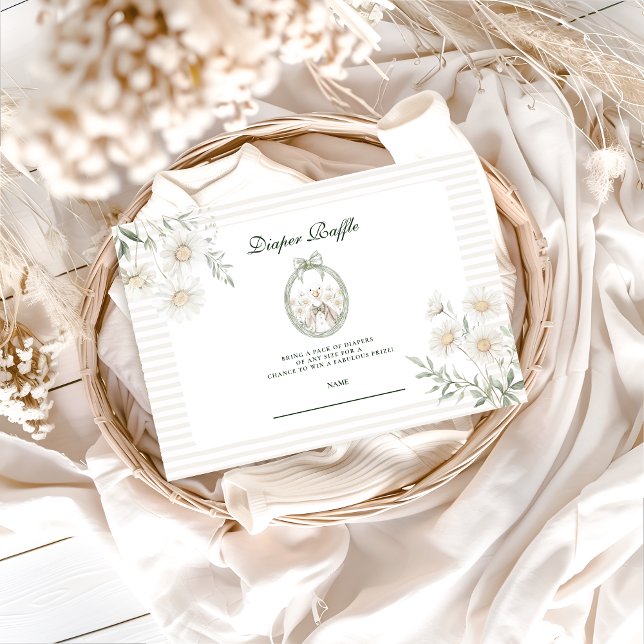 Botanical Gingham Silly Goose Diapper Raffle Enclosure Card (Creator Uploaded)