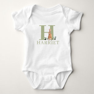Botanical Girls First Birthday with Name Baby H Bodysuit