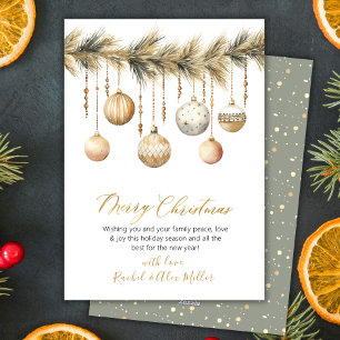 Botanical Glass Ornament Non Photo Merry Christmas Holiday Card