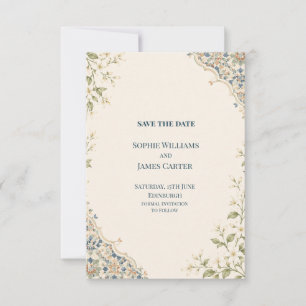 Botanical Gold Border Wedding Save the Date Card