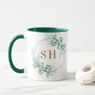 Botanical Gold Custom Monogram For Wedding Mug
