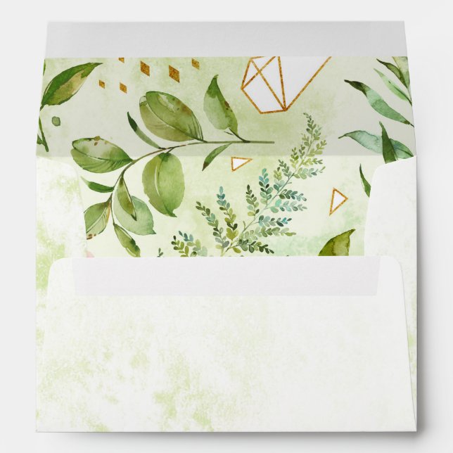 Botanical Gold Geometric Meadow Greenery Envelope (Back (Bottom))