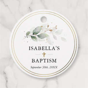 Botanical Gold Girl Christening Baptism Thank You Favour Tags