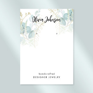 Botanical Gold Green Jewellery Earring Display Business Card