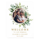 Botanical Gold Green Wreath Photo Wedding Welcome 