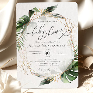 Botanical Gold Greenery Baby Shower Invitation